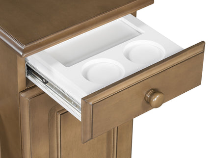 Vintage Flip Top Side Table With USB Ports