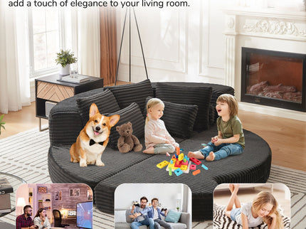 Semi Circular 2 In 1 Sofa Bed With Neck Pillow And Throw Pillows