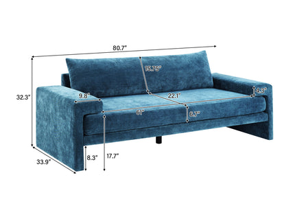 Upholstered 3 Seater Sofa With Wide Armrests