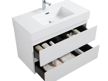 Alice - Bathroom Vanity With Large Storage, Sink Wall Mounted Floating Bathroom Vanity For Modern Bathroom, One-Piece Sink Basin Without Drain And Faucet