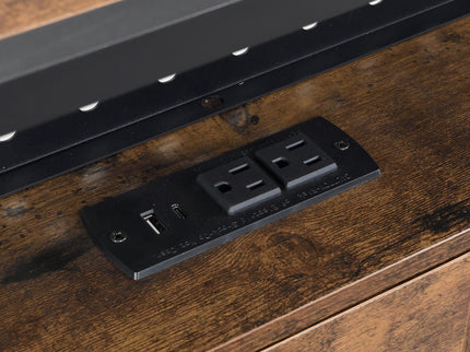 Modern Metal Platform Bed Frame With Wooden Headboard, USB Charging Station, Storage Drawers