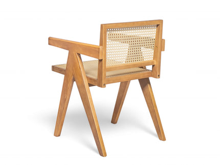 Chandigarh Arm Dining Chair With Natural Cane Design (Set of 2)