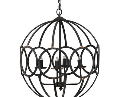 4 Light Metal Chandelier, Hanging Light Fixture With Adjustable Chain For Kitchen, Bulb Not Included - Black