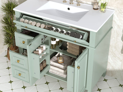 Bathroom Vanity With Sink, 3 Drawers & 2 Doors