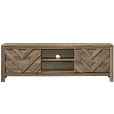 Chevron Patterned Living Room TV Stand - Light Brown
