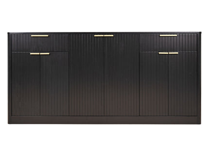 Large Fluted Buffet Sideboard, Wine Bar Storage Cabinet With 6 Doors & 2 Drawers
