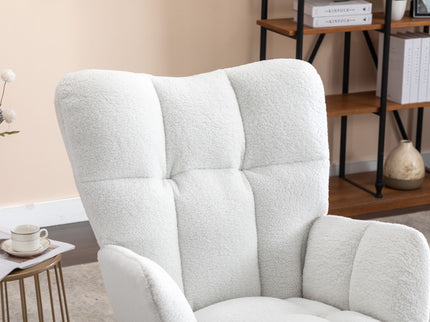 Teddy Fabric Rocking Gilder Nursery Chair For Living Room Indoor - Ivory
