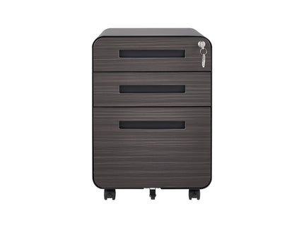 3 Drawer Mobile File Cabinet Under Desk Office, Simple Style Versatile Storage Cabinet For Legal / Letter / A4 Files, 5 Wheel Design Anti-Tilting Cold Rolled Steel Waterproof Moisture-Proof