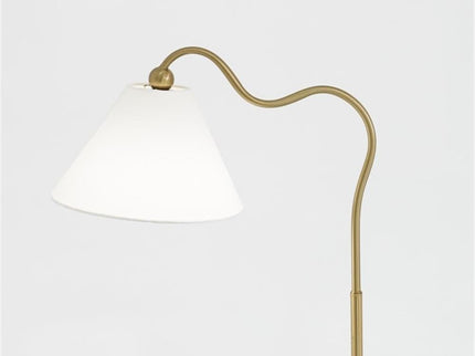 Ornate - Ring Base Curved Table Lamp With Triangle Drum Shade - Gold / White