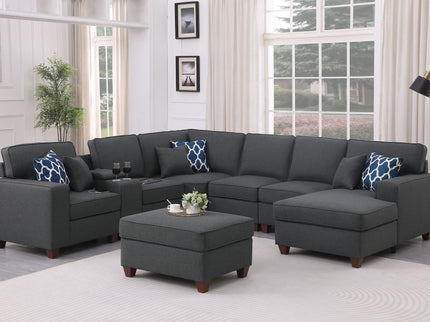 Tina - 8 Piece Upholstered Sectional With Ottoman