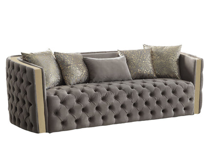 Naomi - Button Tufted Sofa - Taupe
