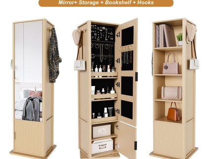 360° Rotating Makeup Cabinet With Full Length Mirror