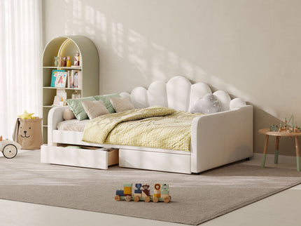Shell Shaped Upholstered Daybed Frame With Slats