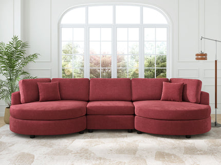 Modern 3 Seater Upholstered Sofa With Curved Design