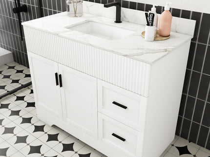 Bathroom Vanity Set, Fluted Cabinet, Soft Close Doors & Drawers - White