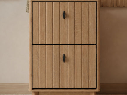 Entryway Shoe Cabinet With Flip Down Storage, Ultra Thin Freestanding Design For Home Use - Oak