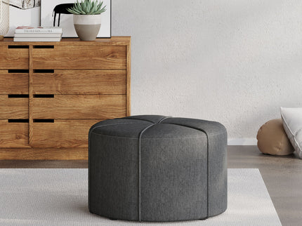 Contemporary Ottoman With Tonal Piping And Button Tuft Design