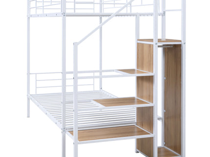 Bunk Bed With Lateral Storage Ladder And Wardrobe
