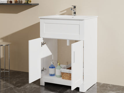 Sink Bathroom Vanity Laundry Cabinet Combo - White