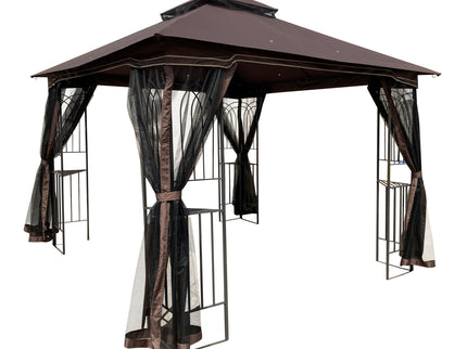 Patio Gazebo Tent With Ventilated Double Roof And Mosquito Net