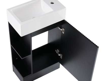 Modern Bathroom Vanity With Sink And 2 Tier Shelf