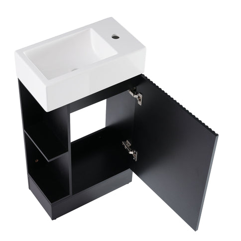 Modern Bathroom Vanity With Sink And 2 Tier Shelf