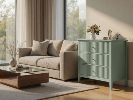 Fluted 3 Drawer Nightstand With Soft Close Slides