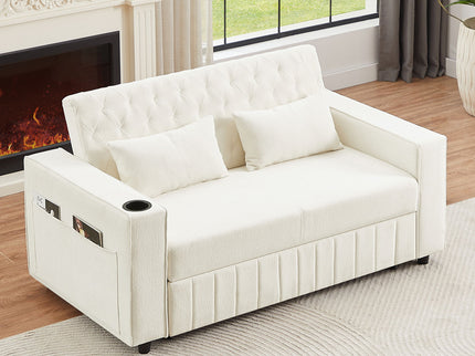 Pull-Out Sofa Bed Convertible Couch With Adjustable Backrest For Living Room