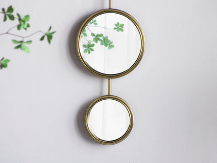 2 Circle Mirrors For Wall Decor, Unique Contemporary Wall Mirror For Living Room Bedroom Entryway - Gold