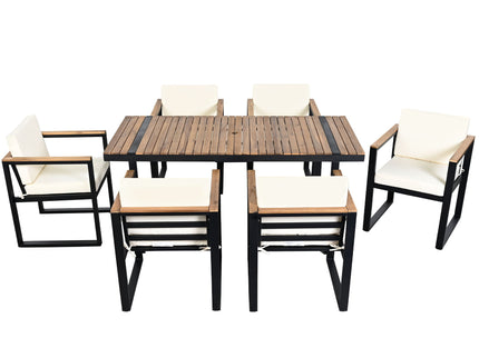 7 Pieces Outdoor Dining Set Patio Dining Table And Chair Set With And Removable Cushions For Patio