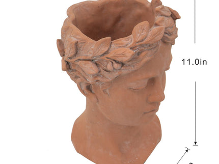 D7X11" Visage Head Bust Planter - Brown