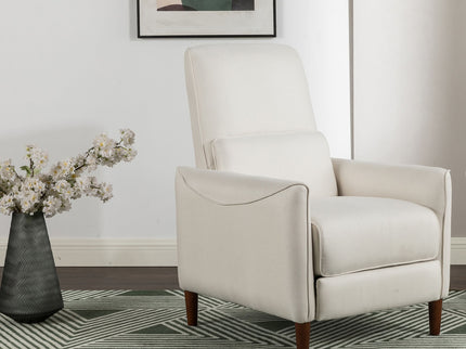 Upholstered Push Recliner Chair With Rubber Wood Legs For Living Room