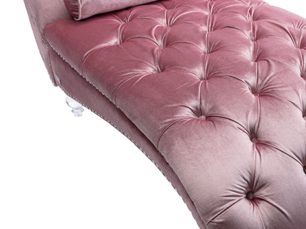 Chaise Lounge Indoor, Button Tufted Upholstered Chaise Lounge Chair With Pillow