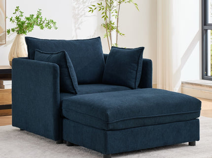 Oversized Deep Seat Accent Chair With Matching Storage Ottoman & Throw Pillows