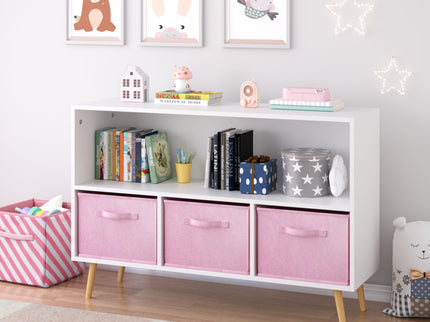 Bookcase With Collapsible Drawers, Book Display Organizer