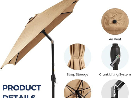 Rectangular Patio Umbrella With Crank Tilt, Polyester UV-Resistant Canopy