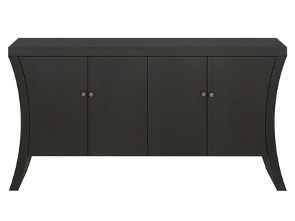 Refined Industrial 4 Door Credenza With Arc Legs & Clasps