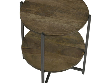 Accent Table With X-Frame And Bottom Shelf - Brown