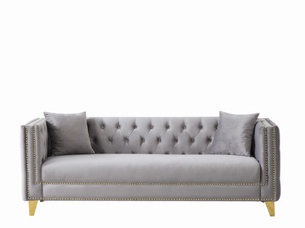 3 Seater Deep Seat Sofa, Sofa With Button Nailhead, Square Arm