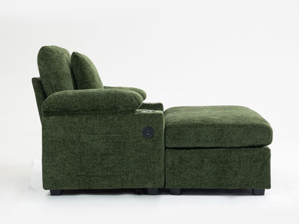 Modern Oversized Chair With Ottoman, Cupholders And USB Charging Ports