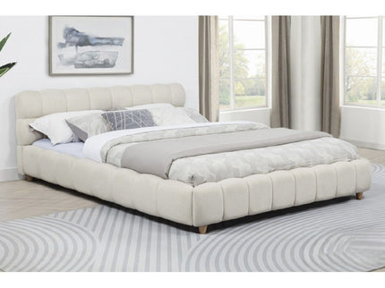 Queen Size Upholstered Platform Bed Frame - Beige