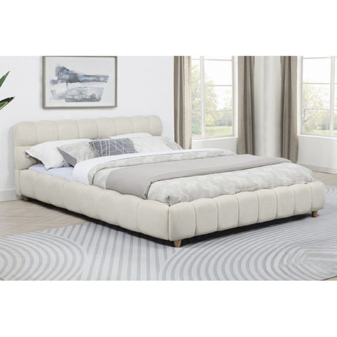 Queen Size Upholstered Platform Bed Frame - Beige