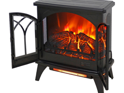 24" 3D Flame Electric Infrared Quartz Fireplace Stove With Remote Control - Antique Black