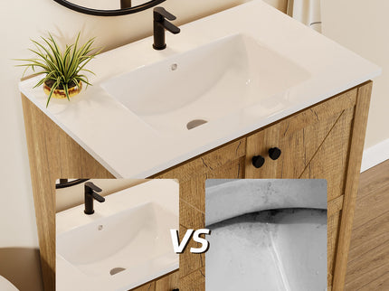 Folding Floor Cabinet With Ceramic Sink, Space Saving