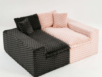 Multifunctional Sofa Pink Black, Fits 4 People