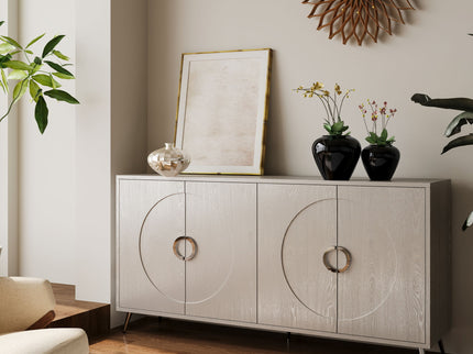 Modern Lacquered 4 Door Wooden Cabinet Sideboard Buffet Server Cabinet Storage Cabinet, For Living Room, Entryway, Hallway, Office, Kitchen And Dining Room