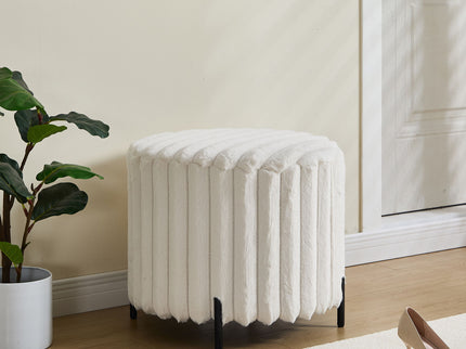 Wide Upholstered Round Pouf Ottoman Foot Rest
