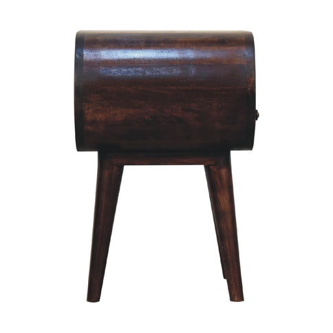 Nordic Circular Bedside Table With Open Slot - Walnut