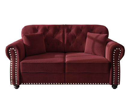 Upholstered Sofa Set With Nailhead Trim And Rolled Armrests, Includes Pillows
