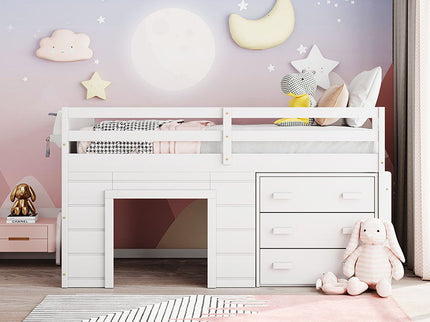 Loft Bed With Cabinet And Shelf